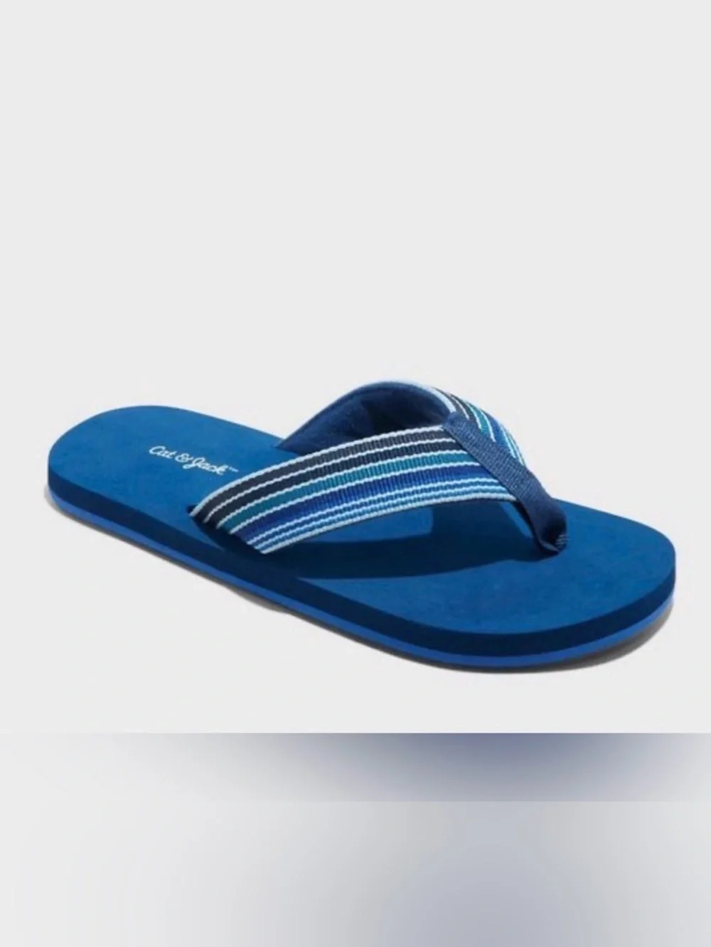 Cat & Jack Blue Striped Youth Flip Flops